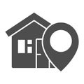 Location of house solid icon, Navigation concept, home pointer sign on white background, location pointer with house