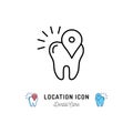 Location icon Dental care logo. Location pin stomatology line icon. Vector illustration