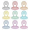 Location icon, GPS location Map pointer icon or logo, color set