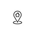 Location icon with house silhouette. GPS pointer. Favorite place. home map pin Royalty Free Stock Photo