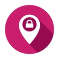 Location icon with padlock sign. Location icon and security, protection, privacy concept. Vector icon Royalty Free Stock Photo