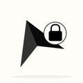 Location icon with padlock sign. Location icon and security, protection, privacy concept. Vector icon Royalty Free Stock Photo