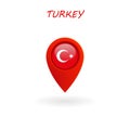 Location Icon for Turkey Flag, Vector Royalty Free Stock Photo