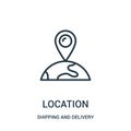 location icon vector from shipping and delivery collection. Thin line location outline icon vector illustration. Linear symbol for