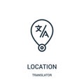 location icon vector from translator collection. Thin line location outline icon vector illustration. Linear symbol for use on web