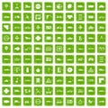 100 location icons set grunge green Royalty Free Stock Photo