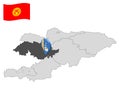 Location Jalal-Abad Region on map Kyrgyzstan. 3d Jalal-Abad Region location sign.