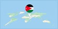 Location of Jordan on the world map, marked with Jordan flag pin