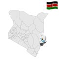 Location Lamu County on map Kenya. 3d Lamu County location sign. Flag of Kenya. Quality map with Counties of Kenya