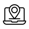 Location laptop vector thin line icon Royalty Free Stock Photo