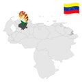 Location Lara State on map Venezuela. 3d location sign similar to the flag of Lara. Quality map with Regions of the Venezuela