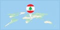 Location of Lebanon on the world map, marked with Lebanon flag pin Royalty Free Stock Photo