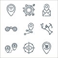 location line icons. linear set. quality vector line set such as store, search, route, stars, destination, binocular, letter,