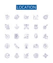 Location line icons signs set. Design collection of Place, Site, Spot, Position, Area, Region, Spot, Outdoor outline