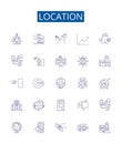 Location line icons signs set. Design collection of Place, Site, Spot, Position, Area, Region, Spot, Outdoor outline