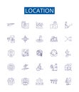 Location line icons signs set. Design collection of Place, Site, Spot, Position, Area, Region, Spot, Outdoor outline