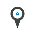 Location lock marker pin point position secure icon