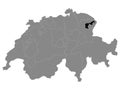 Location Map of Appenzell Ausserrhoden Canton Royalty Free Stock Photo