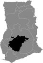 Location map of the Ashanti region of Ghana