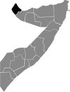 Location map of the Awdal region of Somalia