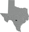 Location map of the Bandera County of Texas, USA