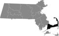 Location map of the Barnstable County of Massachusetts, USA