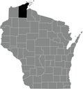 Location map of the Bayfield County of Wisconsin, USA