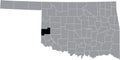 Location map of the Beckham County of Oklahoma, USA