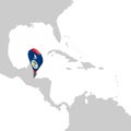 Location Map Belize on map  Central America. 3d Belize flag map marker location pin. High quality map Belize Royalty Free Stock Photo
