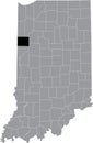 Location map of the Benton County of Indiana, USA