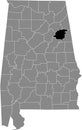 Location map of the Calhoun county of Alabama, USA
