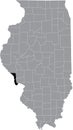 Location map of the Calhoun County of Illinois, USA