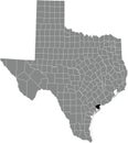 Location map of the Calhoun County of Texas, USA