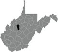 Location map of the Calhoun County of West Virginia, USA
