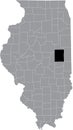 Location map of the Champaign County of Illinois, USA Royalty Free Stock Photo