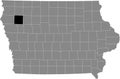 Location map of the Cherokee County of Iowa, USA