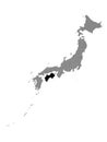 Location Map of Chugoku Region Royalty Free Stock Photo