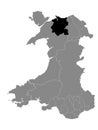 Location Map of Conwy County Borough Royalty Free Stock Photo