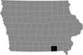 Location map of the Davis County of Iowa, USA