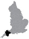 Location Map of Devon Ceremonial County Lieutenancy Area