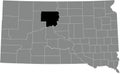 Location map of the Dewey County of South Dakota, USA
