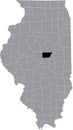 Location map of the DeWitt County of Illinois, USA