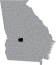Location map of the Dooly county of Georgia, USA