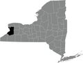 Location map of the Erie County of New York, USA Royalty Free Stock Photo