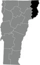 Location map of the Essex County of Vermont, USA