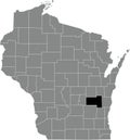 Location map of the Fond du Lac County of Wisconsin, USA