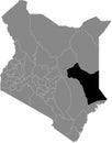 Location map of the Garissa county of Kenya Royalty Free Stock Photo