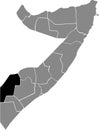 Location map of the Gedo region of Somalia