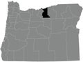 Location map of the Gilliam County of Oregon, USA