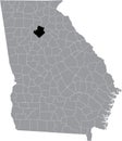 Location map of the Gwinnett county of Georgia, USA